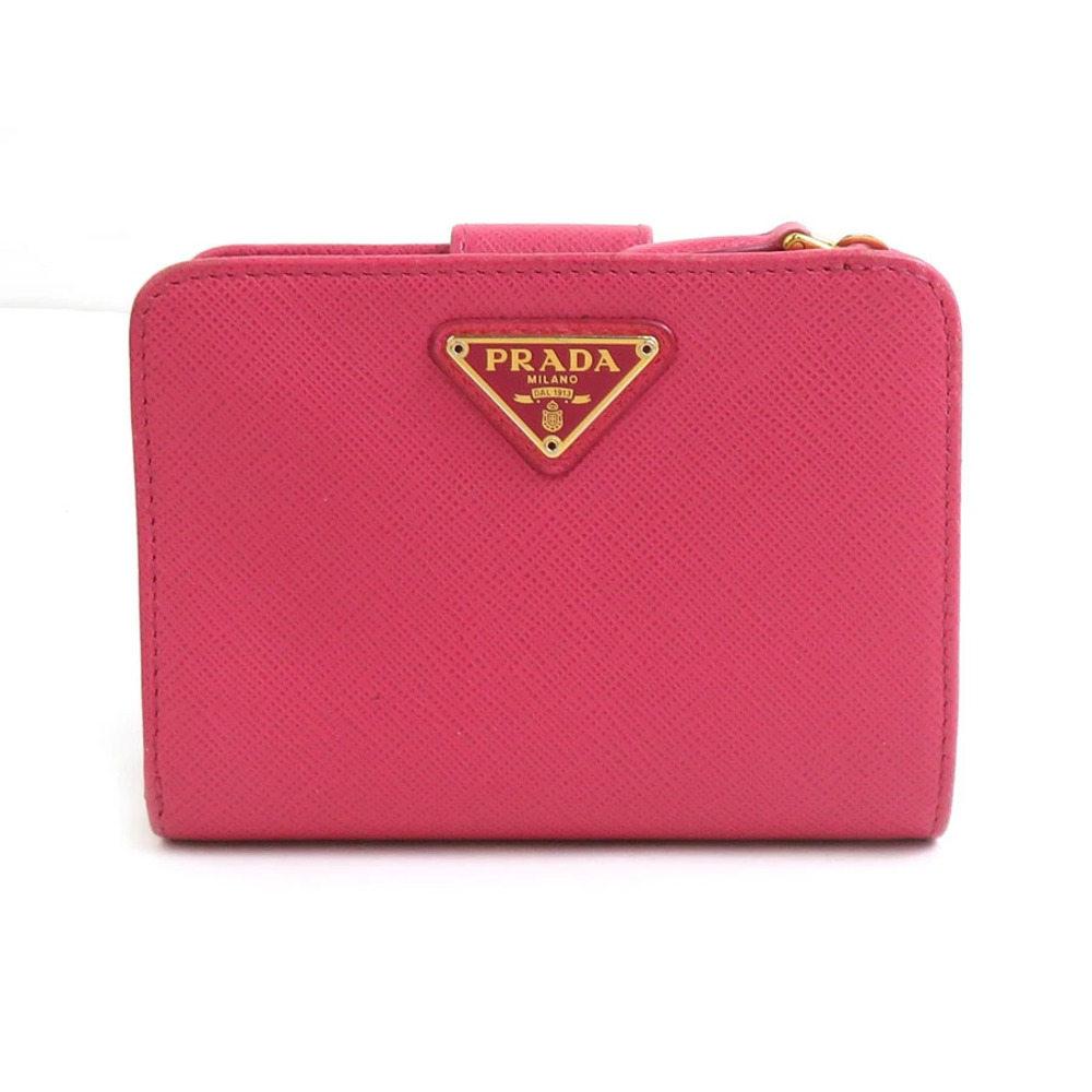 Prada Bi fold Wallet Leather Pink